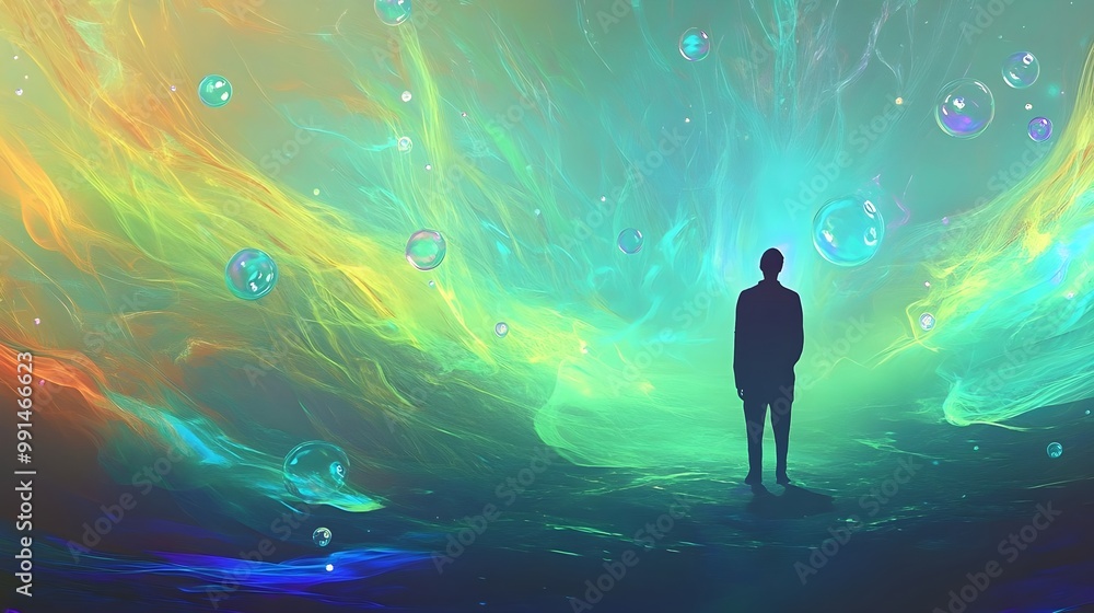 Ethereal Space with a Person in the Center Ethereal Space with a Person in the Center