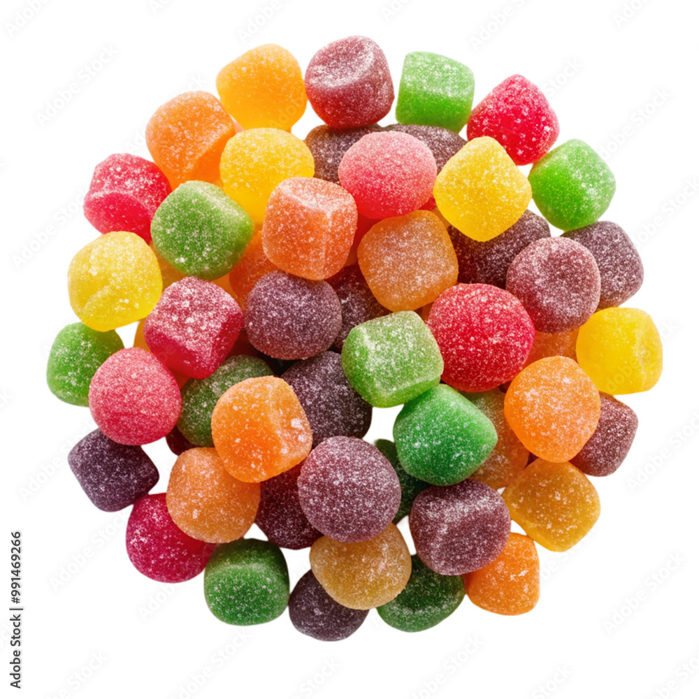 Colorful jelly candies top view Isolated on transparent background. Colorful jelly candies top view Isolated on transparent background.