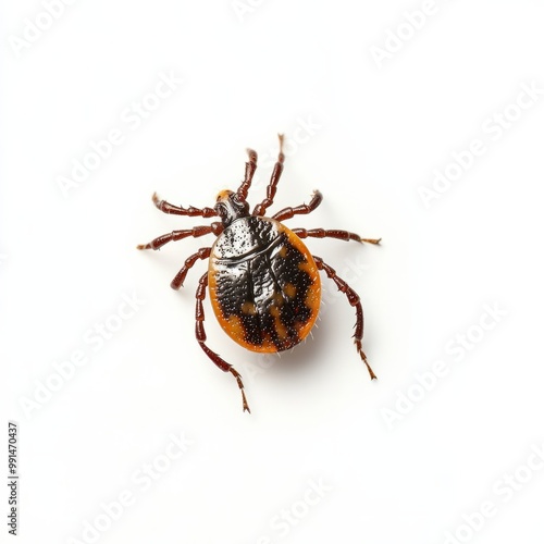 Encephalitis, Lyme Virus, DTV or Powassan Infected Tick Insect Isolated on White photo