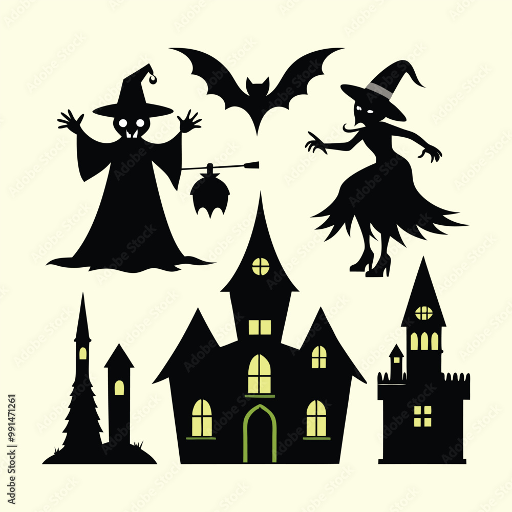 Fototapeta premium Spooky Halloween 2024,vector Set: Festive and Creepy Illustrations