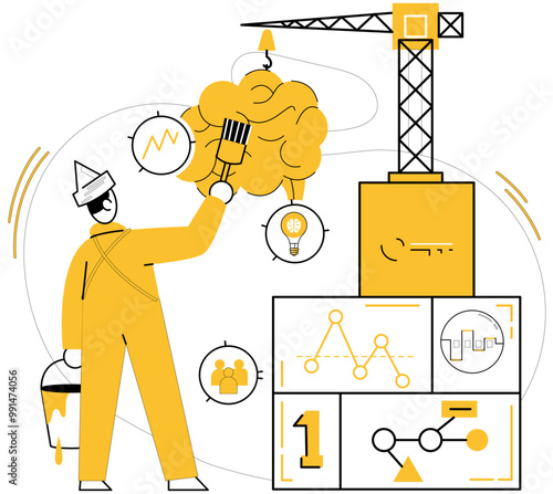 Thought experiment vector illustration. Success flourishes where contemplation and strategy converge in realm thought experiments The thought experiment concept acts as guiding star in ship photo