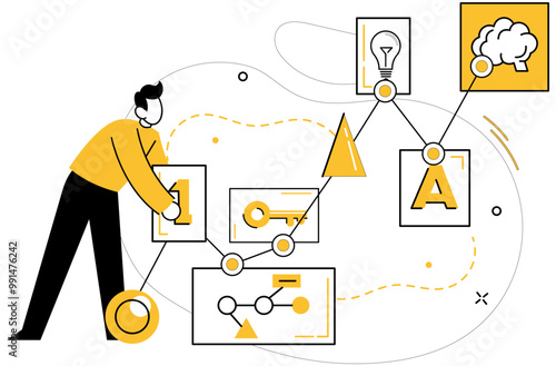 Thought experiment vector illustration. The thought experiment concept acts as guiding star in ship intellectual exploration Analyzing and contemplating lead to innovative decisions born