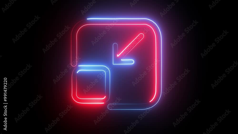 A glowing blue color neon exit sign with an arrow pointing left on a black background. A glowing blue color neon exit sign with an arrow pointing left on a black background.