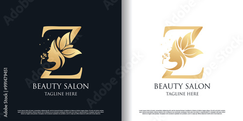 Nature beauty logo design with letter z unique style concept Premium Vector