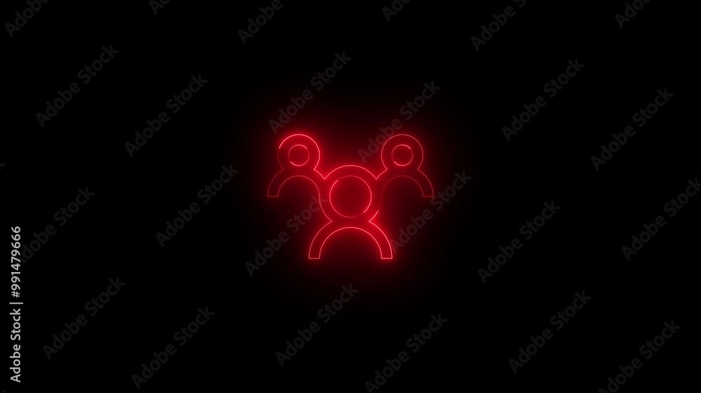 Neon group icon glowing black background animation Neon group icon glowing black background animation