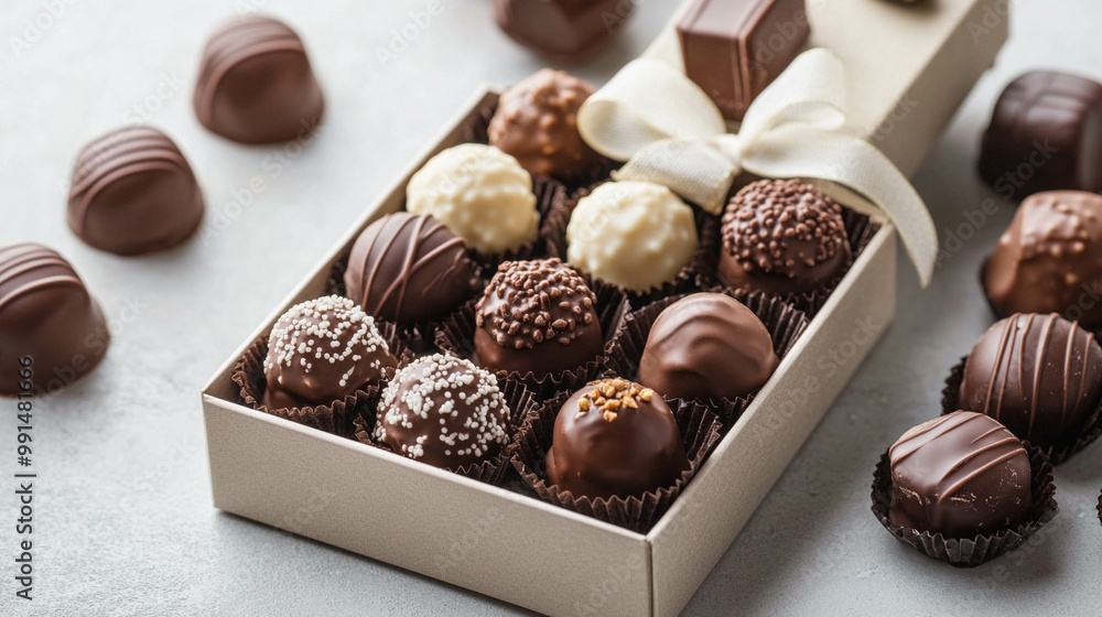 A gift box of assorted chocolate truffles A gift box of assorted chocolate truffles