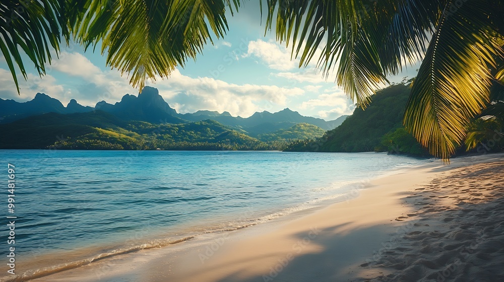 Fototapeta premium Tropical and Beach Island Landscape Beautiful View : Generative AI