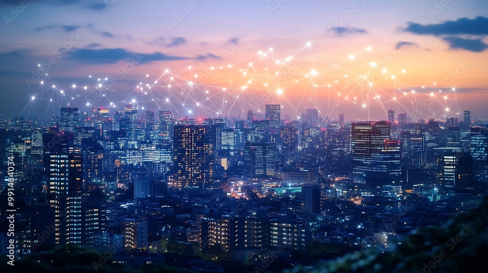 Modern cityscape and communication network concept Telecommunication IoT Internet of Things ICT Information communication Technology 5G Smart city Digital transformation : Generative AI Modern cityscape and communication network concept Telecommunication IoT Internet of Things ICT Information communication Technology 5G Smart city Digital transformation : Generative AI