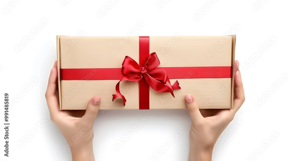 Fototapeta premium Exciting Surprise: Unveiling a Gift Box