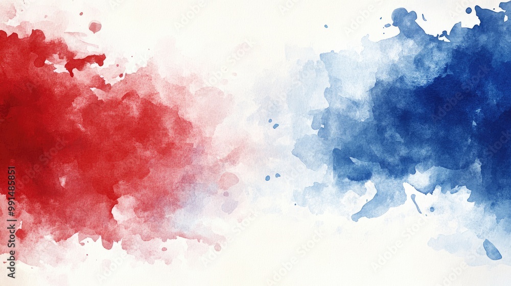 Obraz premium Red, white, and blue watercolor border frame, ideal for showcasing important patriotic themes or creative presentations