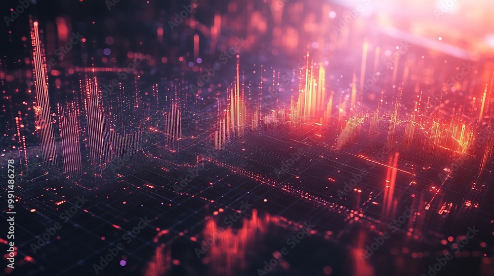 Fototapeta premium Business and economic growth on global business network Data analysis of financial and banking Stock AI Technology and data connection Security Blockchain and Networking Business strat : Generative AI