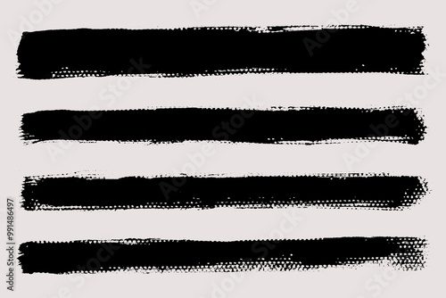 Brush strokes vector. Painted rectangles collection. Grunge long text boxes or textured backgrounds set.