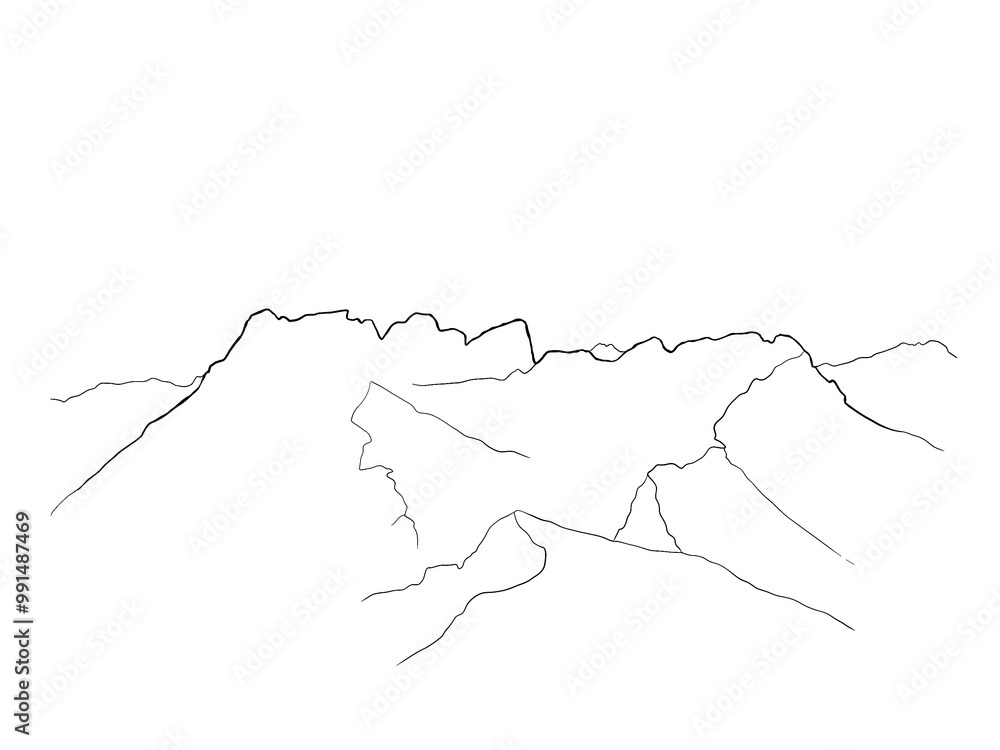 Illustrated Mountain Chain Italy Dolomites Monte Colac Illustrated Mountain Chain Italy Dolomites Monte Colac