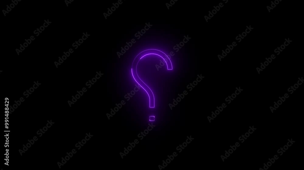 Neon help mirrored icon glowing black background animation Neon help mirrored icon glowing black background animation