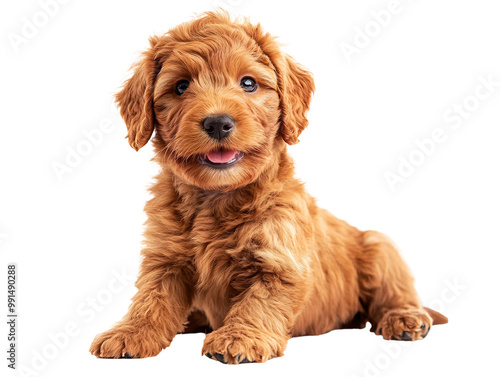 a brown puppy with its mouth open