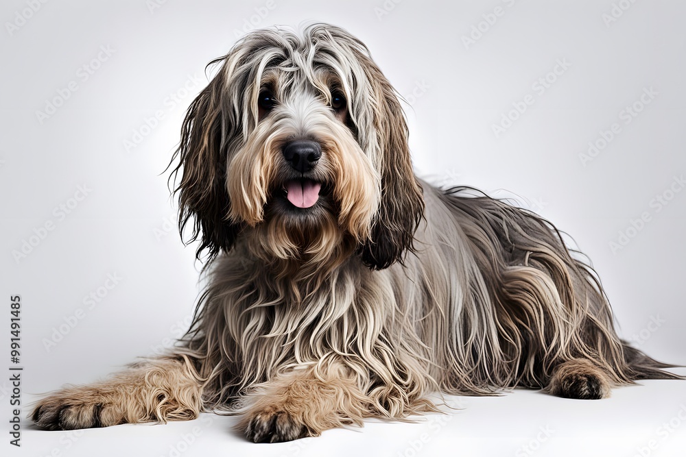 Bergamasco dog on white background, Ai Generated Bergamasco dog on white background, Ai Generated