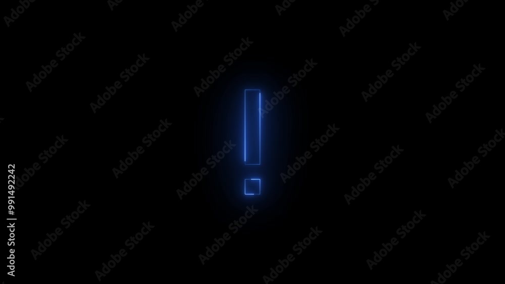 Neon important icon glowing black background animation Neon important icon glowing black background animation
