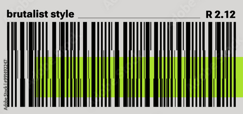 Retro futuristic y2k style abstract print with stripes. Design inspired by brutalism, cyberpunk, minimalism. Abstract minimal template for web, poster. Vector rave psychedelic illustrations