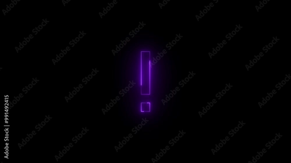 Neon important icon purple glowing black background animation Neon important icon purple glowing black background animation