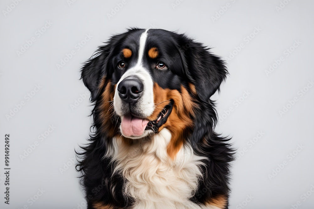 Bernese shepherd dog on white background, Ai Generated Bernese shepherd dog on white background, Ai Generated