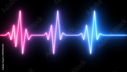 heartbeat monitor ekg line neon background