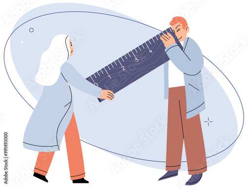 Social distance vector illustration. The social distance metaphor emphasizes importance staying apart Isolation serves as warning potential dangers and risks Taking preventive measures is crucial