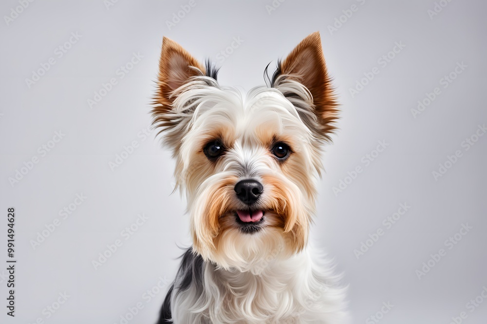 Biewer terrier dog on white background, AI generated Biewer terrier dog on white background, AI generated