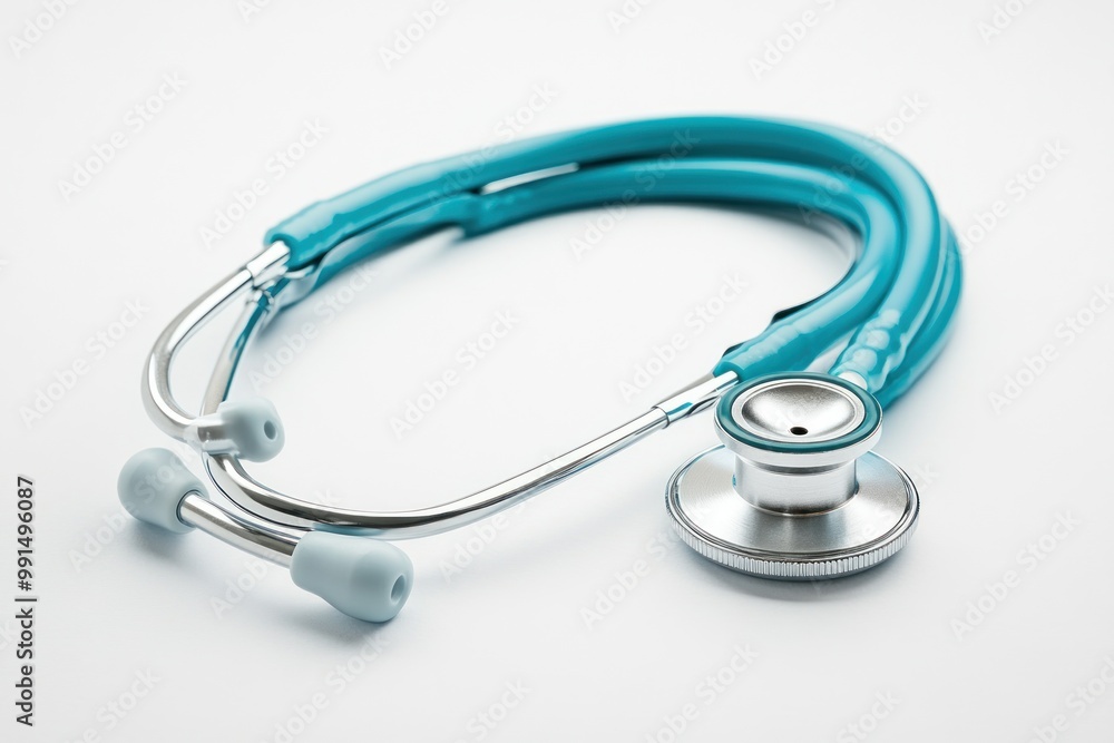 Blue Stethoscope on a White Background Blue Stethoscope on a White Background