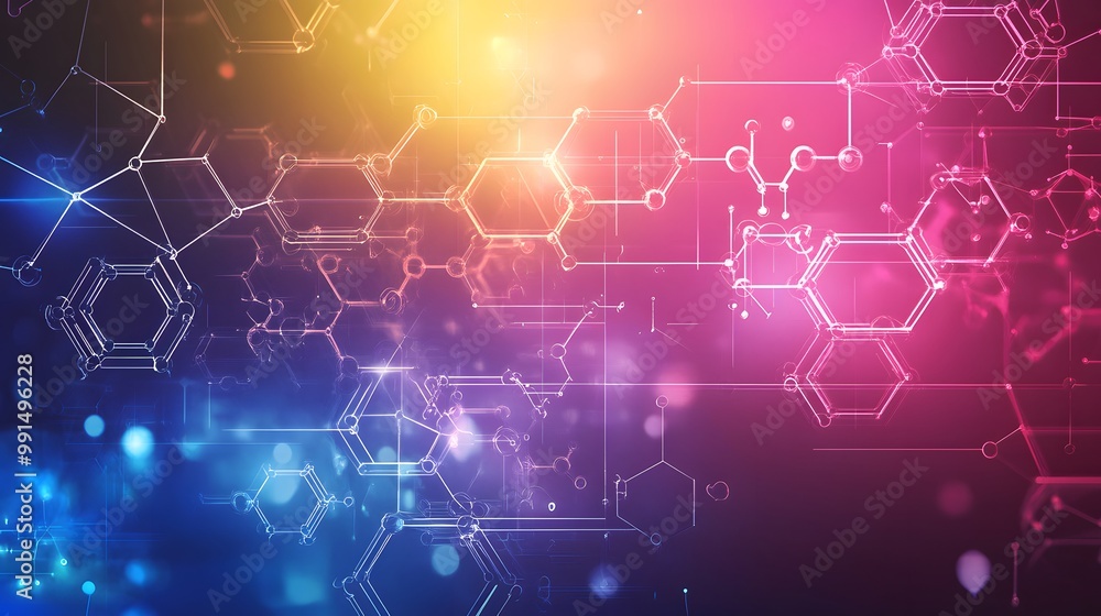 Abstract Geometric Network of Hexagons and Lines on Gradient Background Abstract Geometric Network of Hexagons and Lines on Gradient Background