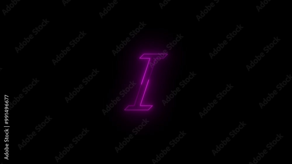 Neon italic icon pink glowing black background animation Neon italic icon pink glowing black background animation