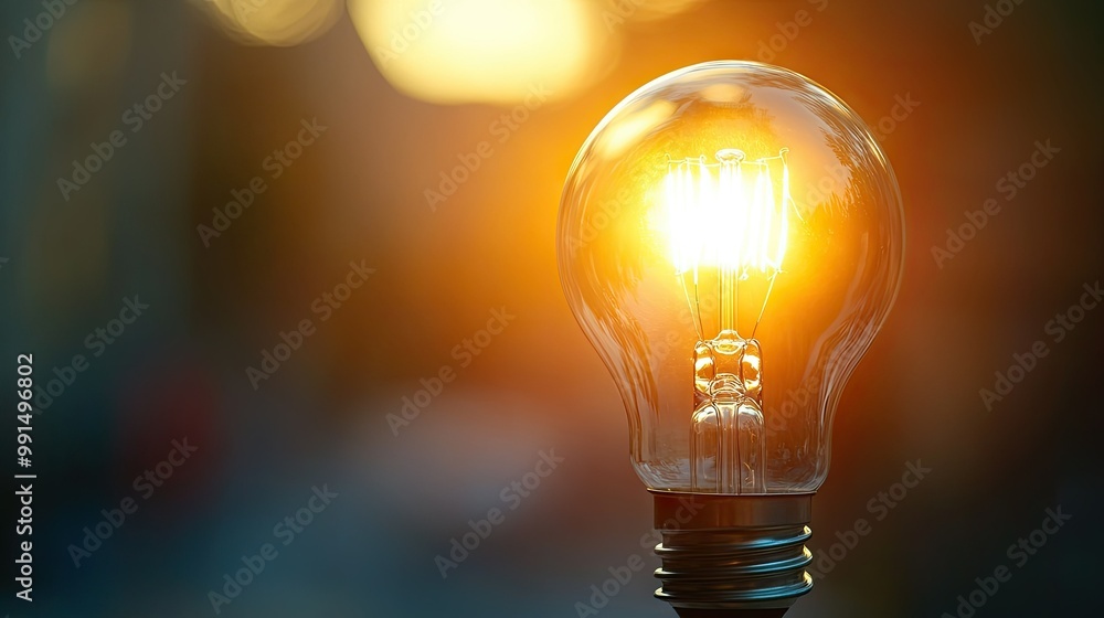 Close-up of a light bulb in a lamp socket, with a soft-focus background creating ample room for text or promotional material. Close-up of a light bulb in a lamp socket, with a soft-focus background creating ample room for text or promotional material.