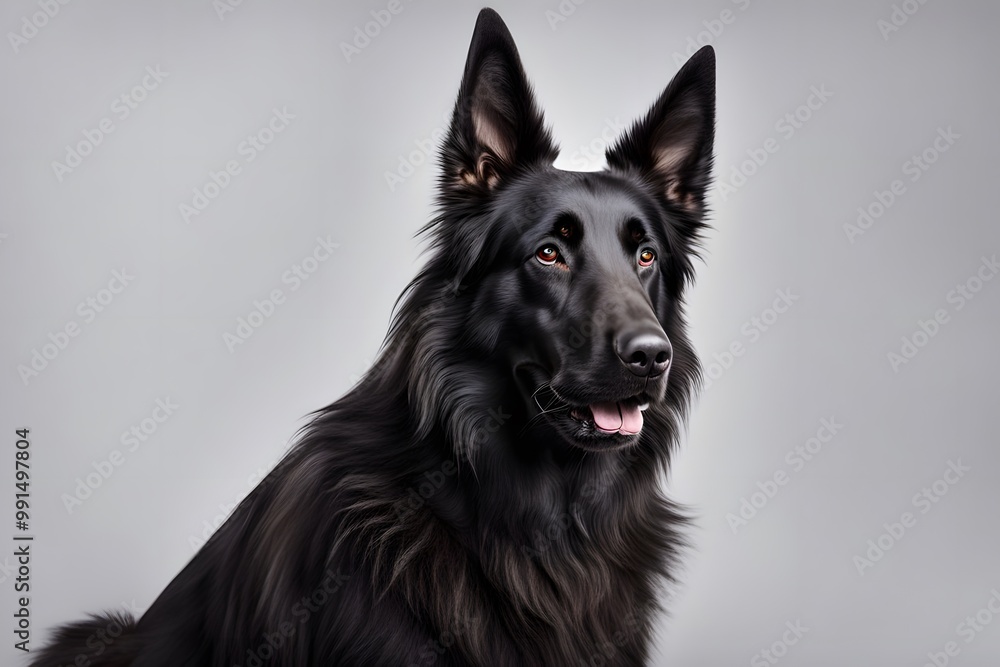 Black belgian shepherd dog on white background, Ai Generated Black belgian shepherd dog on white background, Ai Generated