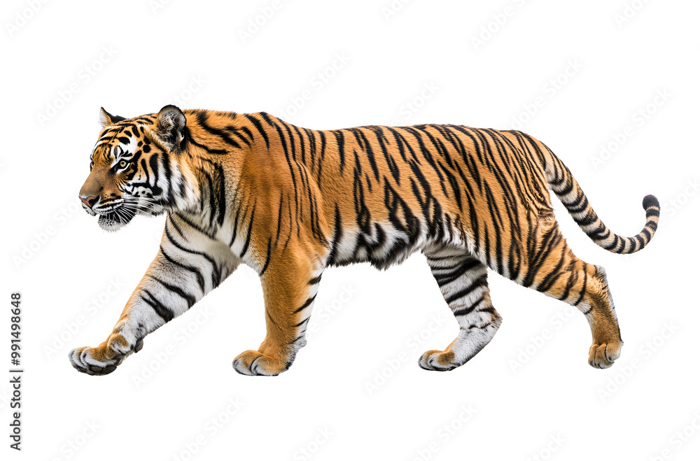 Obraz premium a tiger walking on a white background