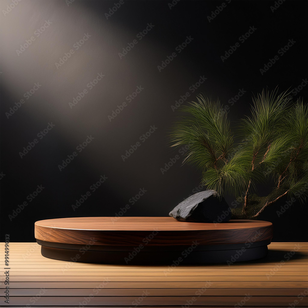 nature display with stone and plant background nature display with stone and plant background