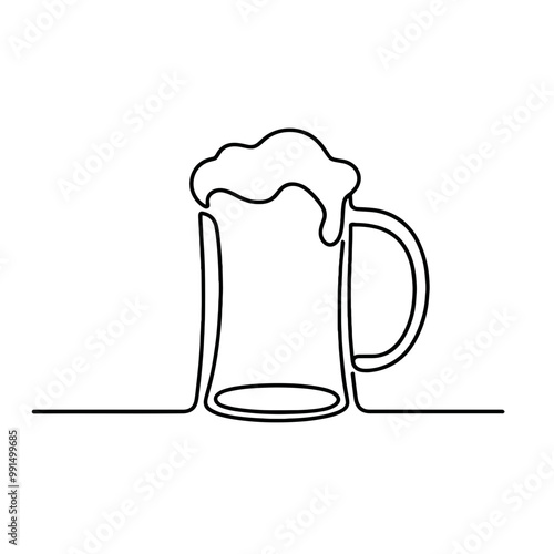 A glass of beer with foam on top. The foam is white and the glass is clear
