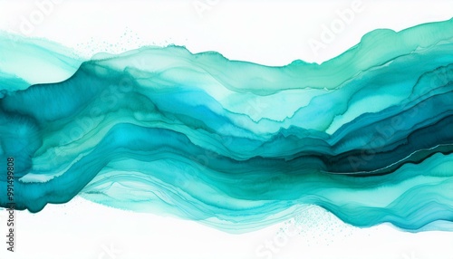 Aquamarine watercolor strip multilayered