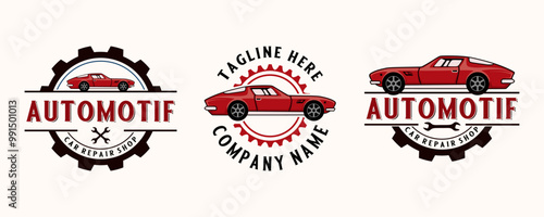 classic car logo set. classic car garage with antique style, for classic car business, old car repair and restoration