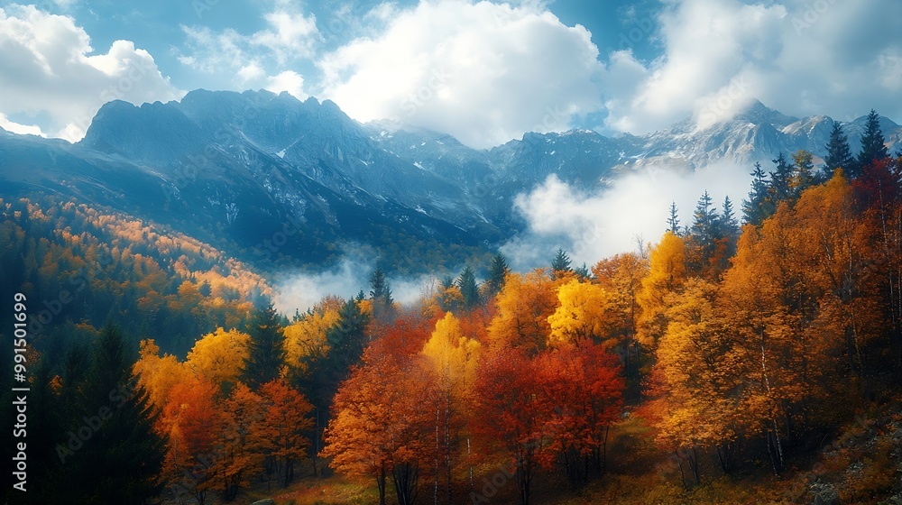Autumn Day Nature mountain landscape : Generative AI Autumn Day Nature mountain landscape : Generative AI