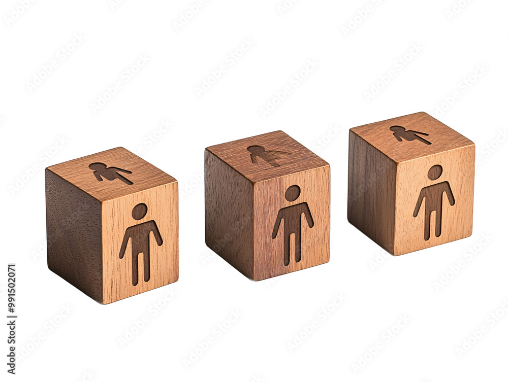 a group of wooden cubes with people engraved on them a group of wooden cubes with people engraved on them