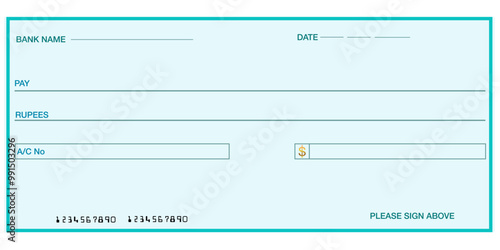 US Blank Cheque with DOLLER sign , Cheque template , Bank Cheque. Blank cheque template.
