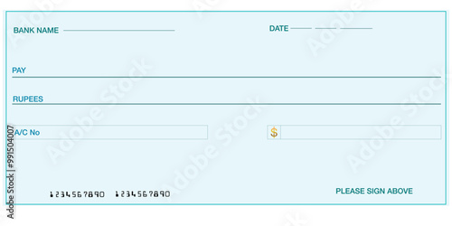 US Blank Cheque with DOLLER sign , Cheque template , Bank Cheque. Blank cheque template.