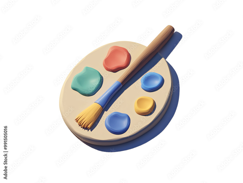 a paint palette with paintbrush and paint a paint palette with paintbrush and paint