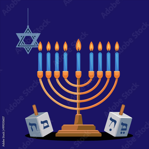 Traditional Hanukkah Elements A Vector Design Set