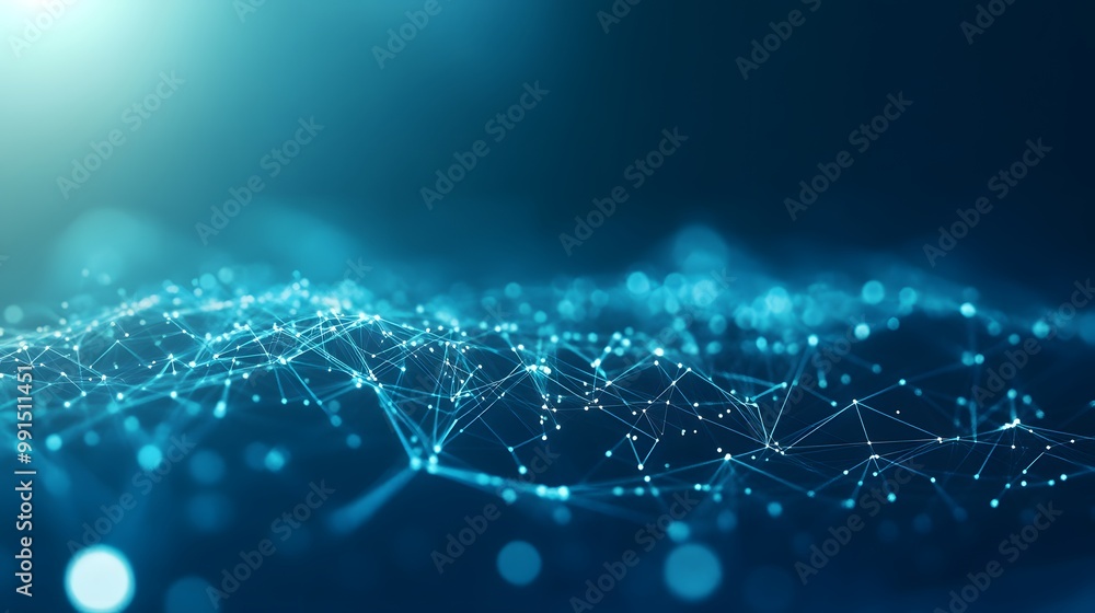 Abstract Blue Digital Network with Glowing Nodes and Lines Abstract Blue Digital Network with Glowing Nodes and Lines