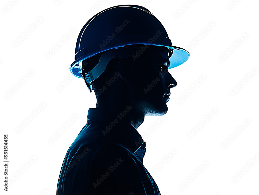 a silhouette of a man wearing a hard hat a silhouette of a man wearing a hard hat