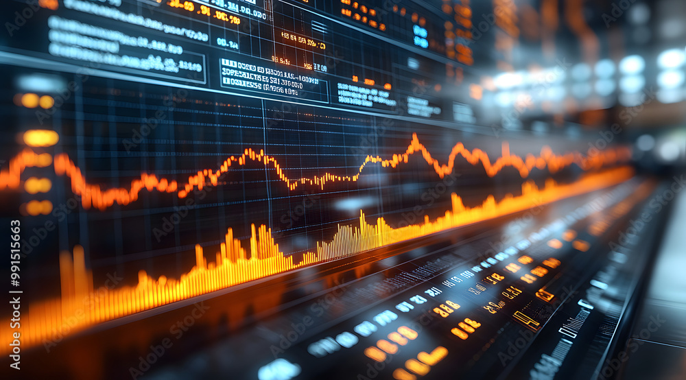 A Stock Market Trading Screen with a Graph and Bar Chart
A Stock Market Trading Screen with a Graph and Bar Chart
