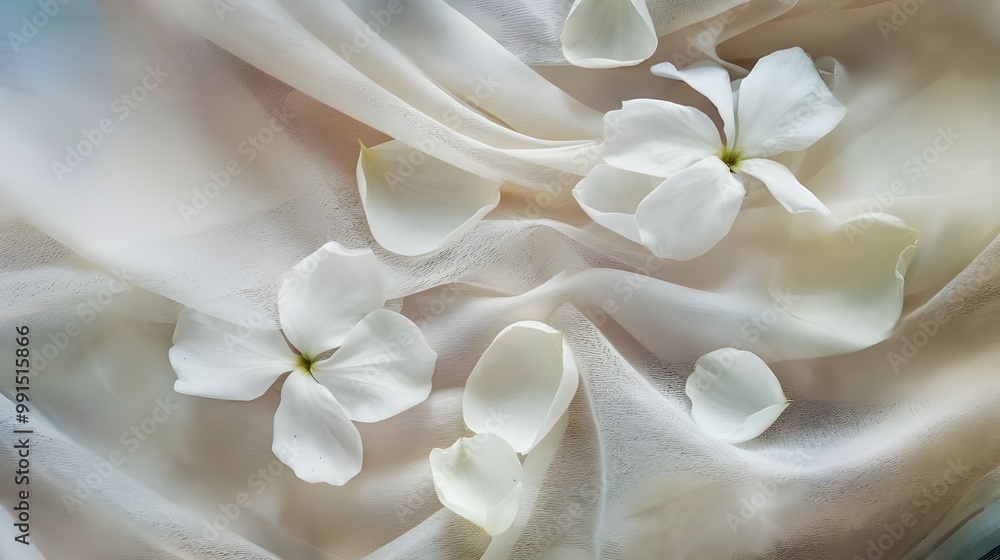 White Flowers and Fabric Abstract Background White Flowers and Fabric Abstract Background