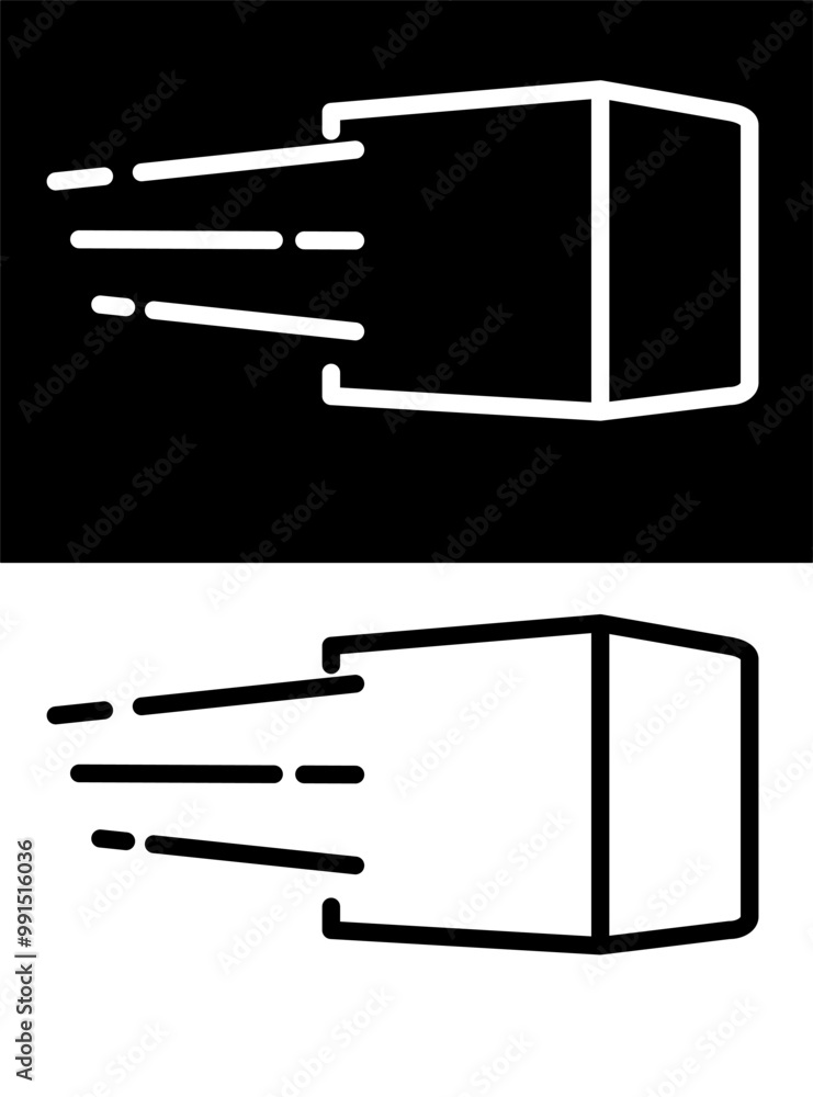 SHIPPING ICON, fast delivery illustration in black and white. flat style vector. SHIPPING ICON, fast delivery illustration in black and white. flat style vector.