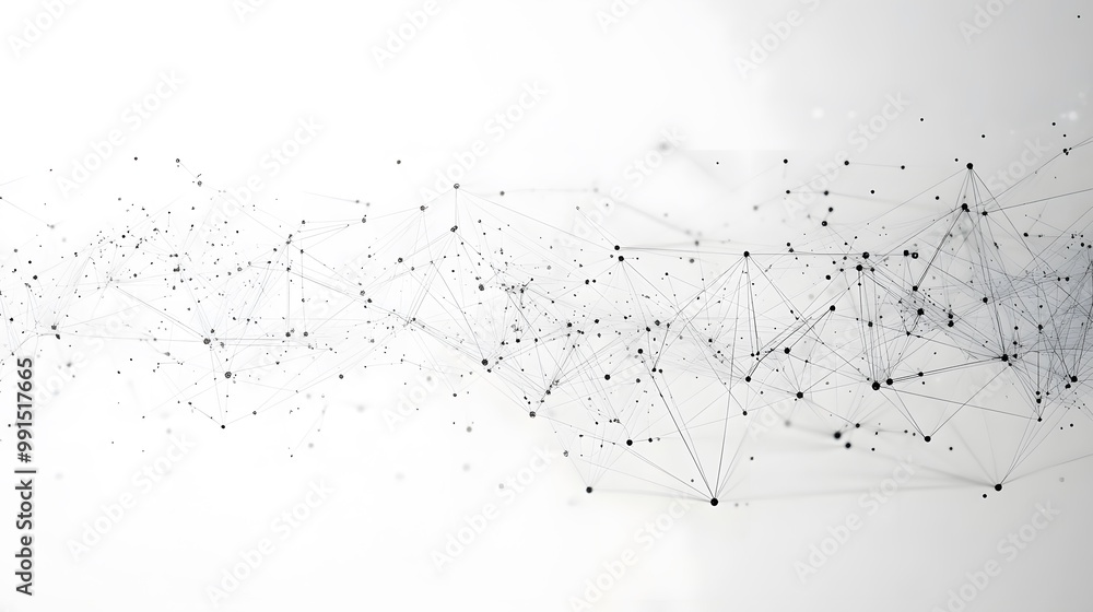 Abstract Network of Connected Black Dots and Lines on a White Background Abstract Network of Connected Black Dots and Lines on a White Background