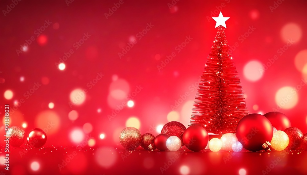 Red Christmas Tree with White Star and Baubles Glowing Softly in a Festive Bokeh Background, Accented with Glittering Red in a Warm, Wintry Scene. Made with Generative AI Technology Red Christmas Tree with White Star and Baubles Glowing Softly in a Festive Bokeh Background, Accented with Glittering Red in a Warm, Wintry Scene. Made with Generative AI Technology